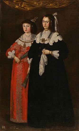 unknow artist Portrait of Catherine Potocka and Maria Lupu (daughter of Vasile Lupu), two wives of Janusz Radziwill Sweden oil painting art